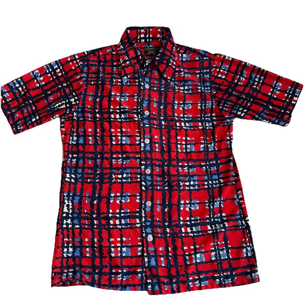 Vintage 70s JC Penney Towncraft Tapered Penn-Prest SS Patriot Shirt Sz M 15-15.5